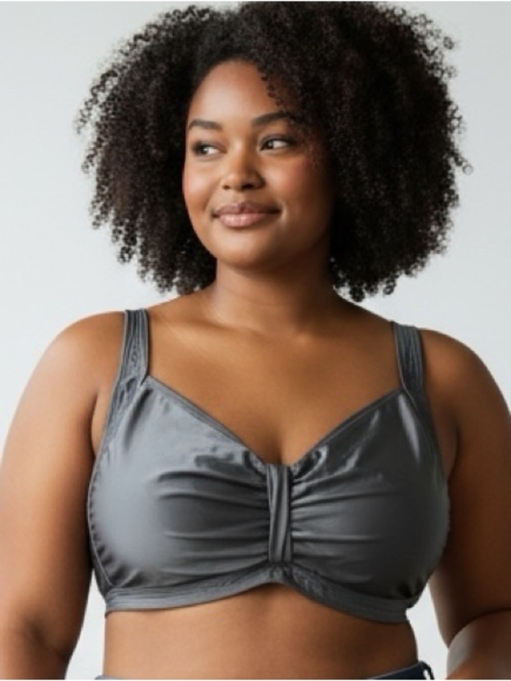 Ellos Black Ruched Front Bikini Top - Size 24